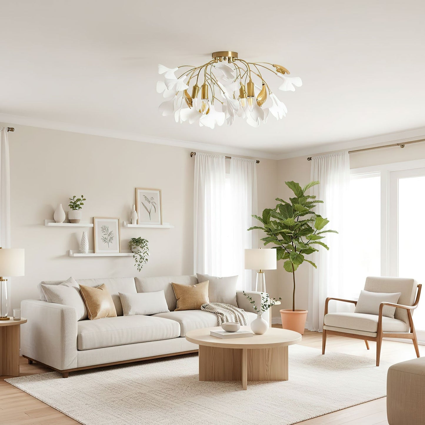 Zephryon | Botanical Ceramic Leaf Cluster Ceiling Light