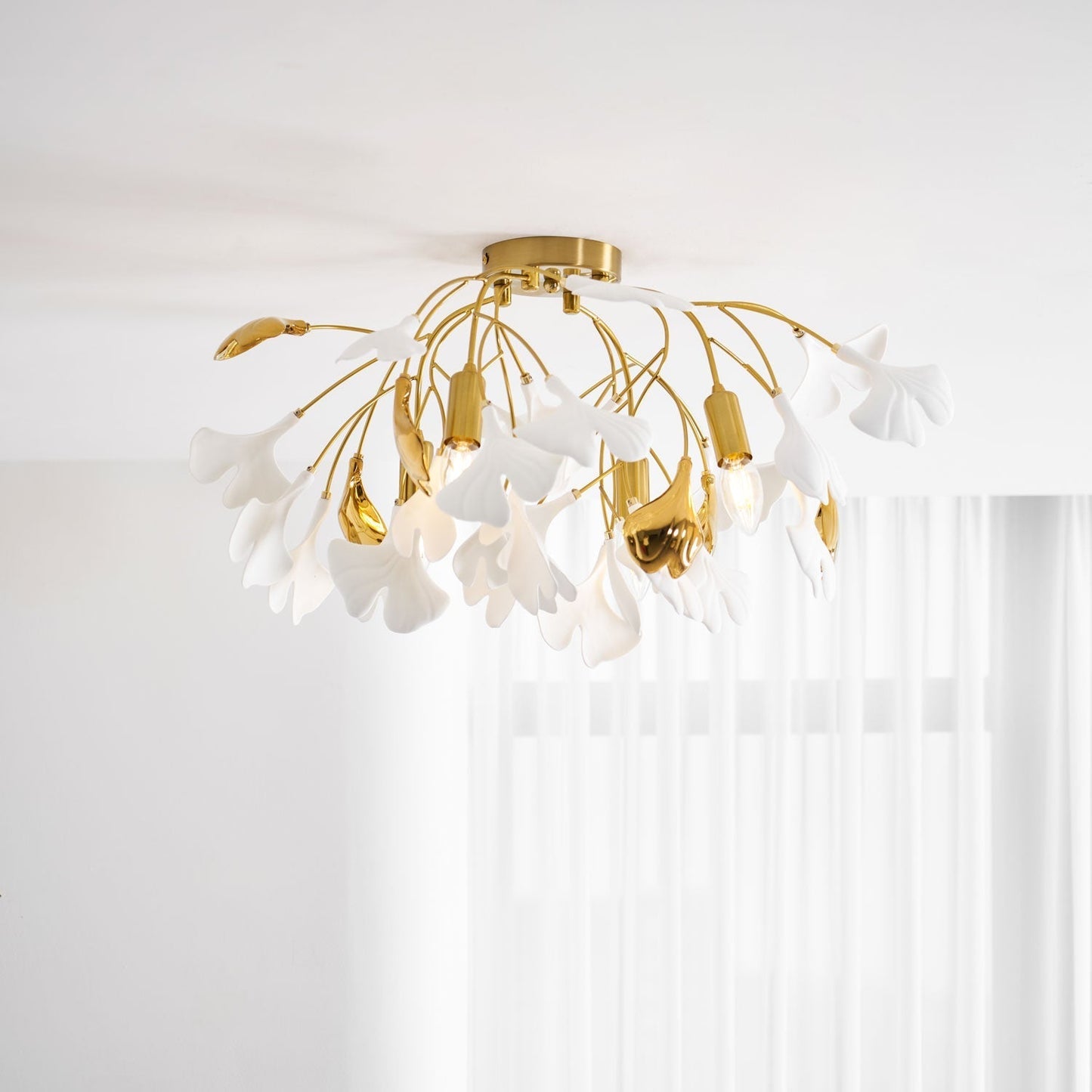 Zephryon | Botanical Ceramic Leaf Cluster Ceiling Light