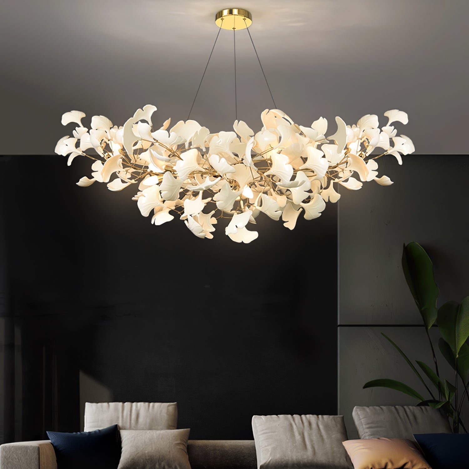 Folia | Contemporary Ceramic Gingko Leaf Branch Chandelier
