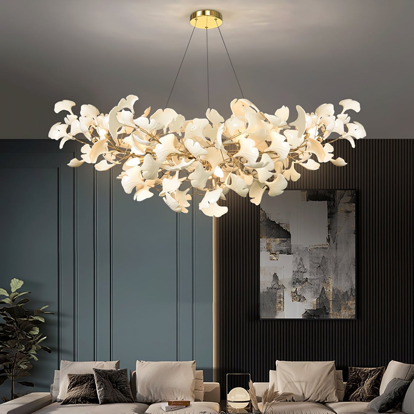 Folia | Contemporary Ceramic Gingko Leaf Branch Chandelier