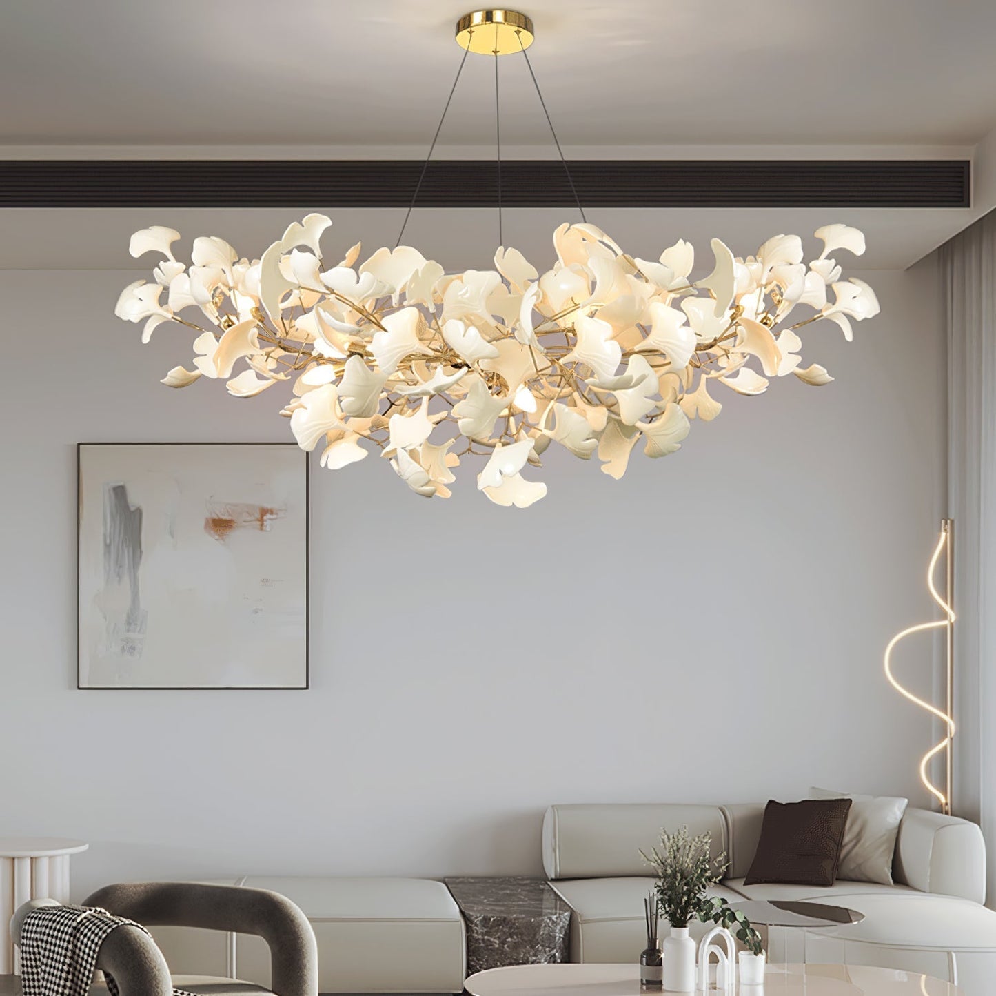 Folia | Contemporary Ceramic Gingko Leaf Branch Chandelier