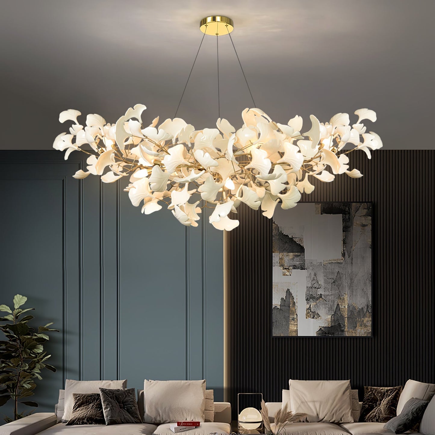 Folia | Contemporary Ceramic Gingko Leaf Branch Chandelier