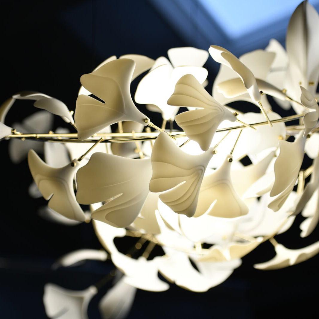 Folia | Contemporary Ceramic Gingko Leaf Branch Chandelier