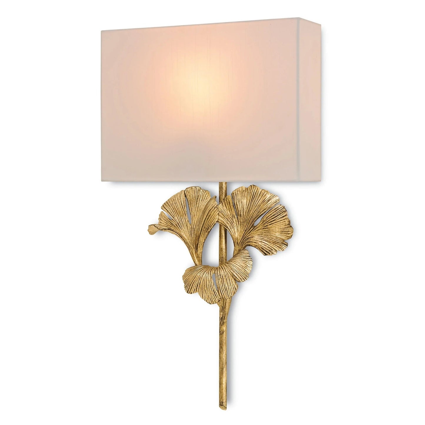 Juvox | Ginkgo Leaf Sculpted Fabric Brass Shade Wall Light
