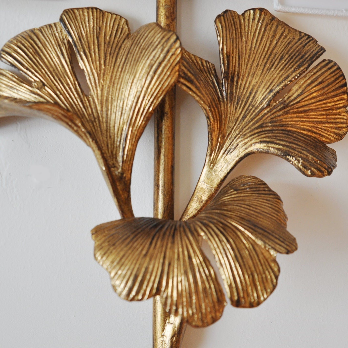 Juvox | Ginkgo Leaf Sculpted Fabric Brass Shade Wall Light