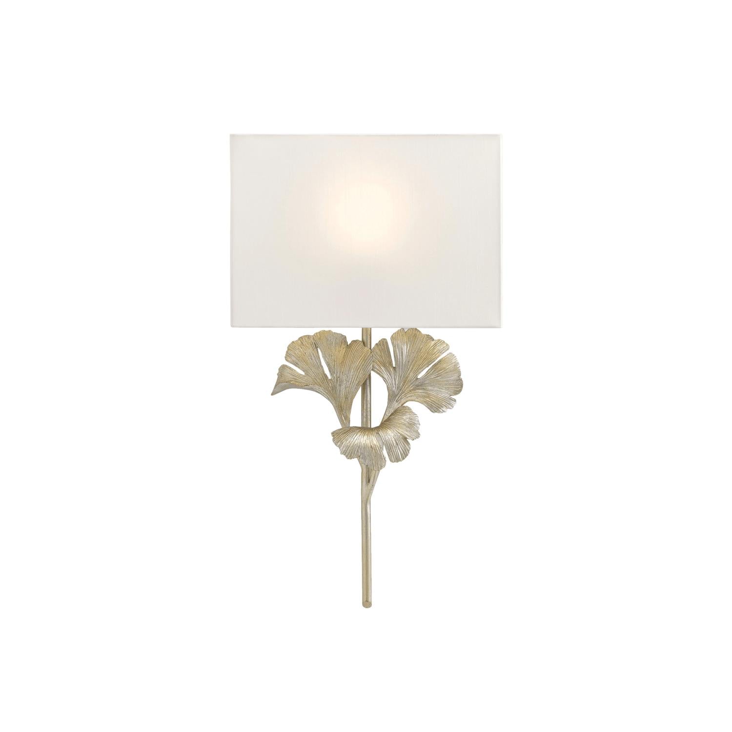 Juvox | Ginkgo Leaf Sculpted Fabric Brass Shade Wall Light