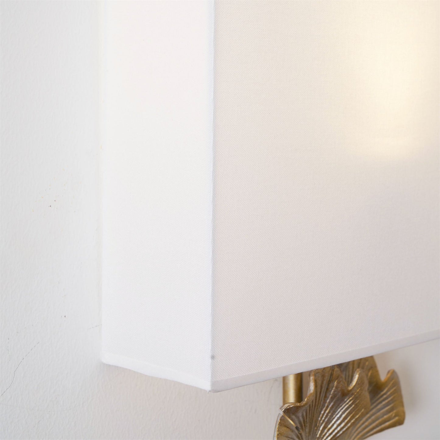Juvox | Ginkgo Leaf Sculpted Fabric Brass Shade Wall Light
