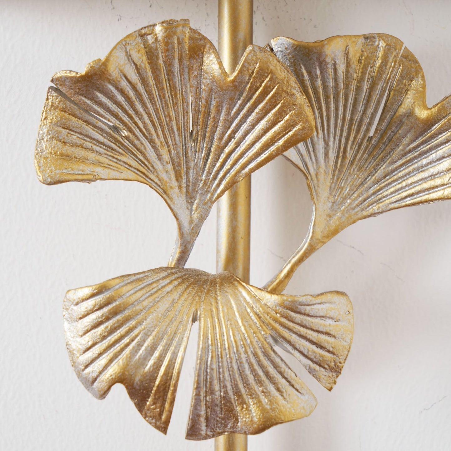 Juvox | Ginkgo Leaf Sculpted Fabric Brass Shade Wall Light