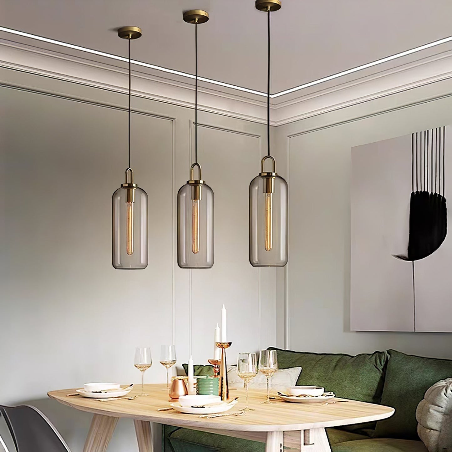 Kyntara | Contemporary Asymmetric Elliptical Glass Pendant Light
