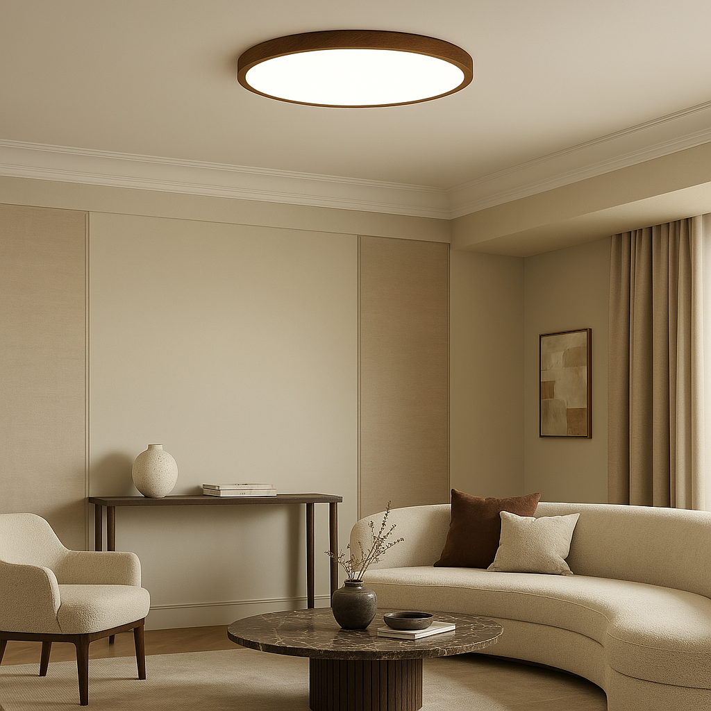 Silva | Minimalist Nordic Dark Wood Accent Round Ceiling Light
