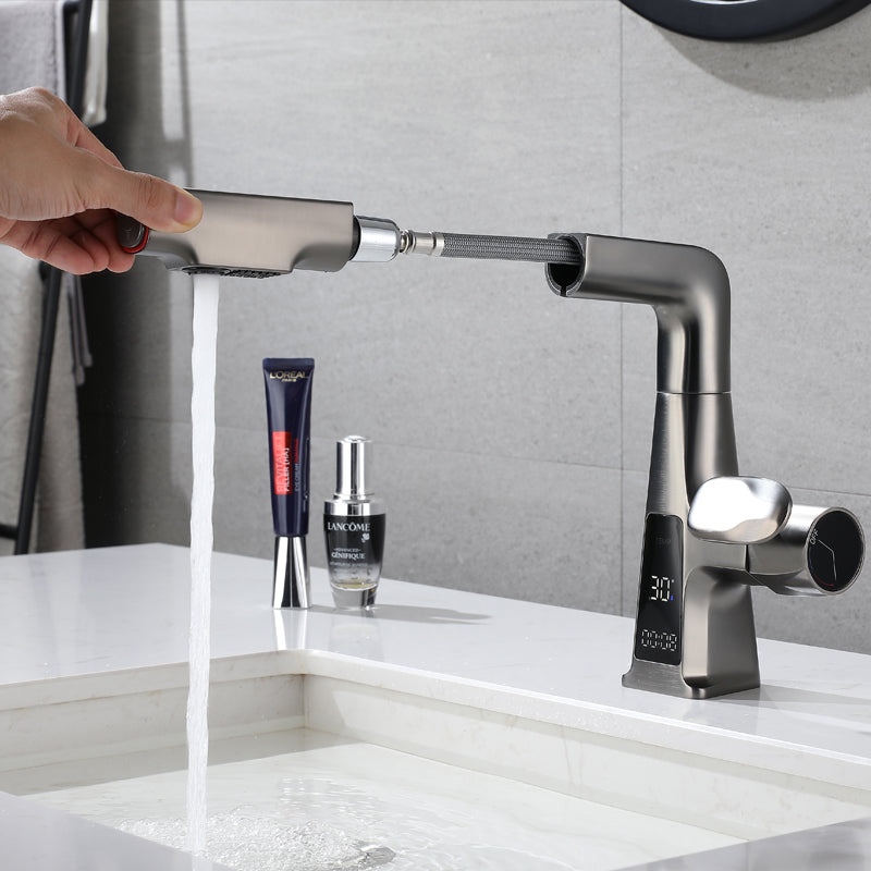 Eldrune | Sleek L-Shaped Pull Out Sprayer Kitchen Sink Mixer Tap