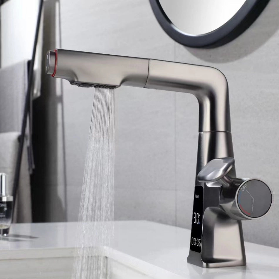 Eldrune | Sleek L-Shaped Pull Out Sprayer Kitchen Sink Mixer Tap
