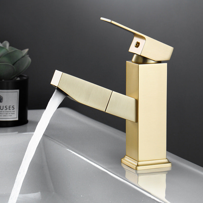 Hjalmrun | Modern Geometric Silhouette Bathroom Sink Tap with Retractable Spout