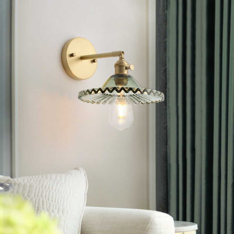 Kelviane | Vintage Art Deco Brass Glass Shade Wall Light