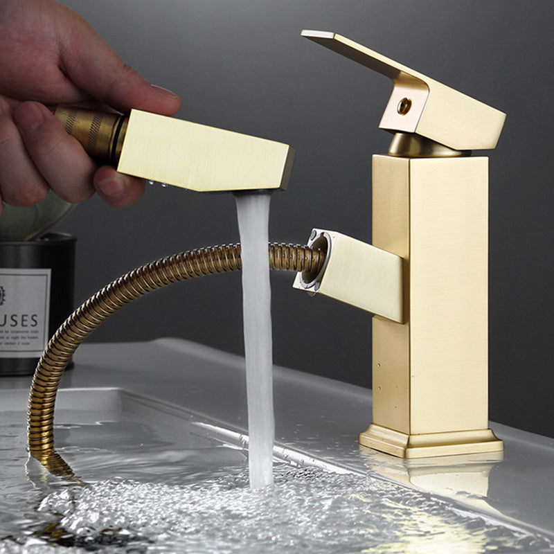 Hjalmrun | Modern Geometric Silhouette Bathroom Sink Tap with Retractable Spout