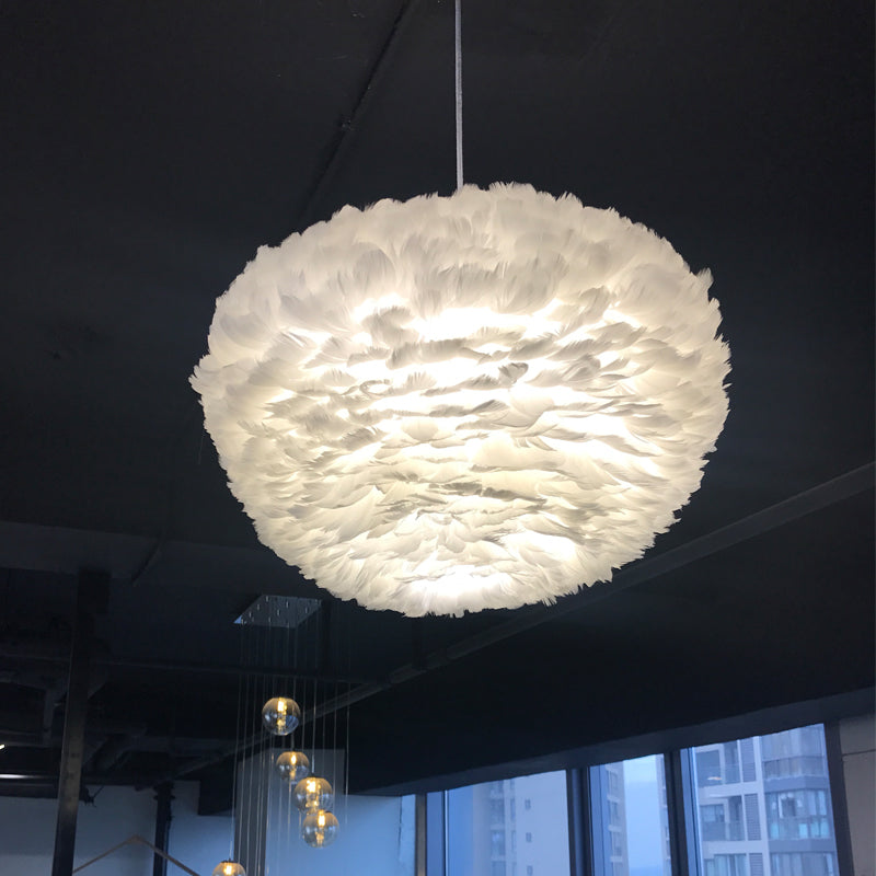 Zenthori | Bohemian Silhouette Soft Plume Feathered Nordic Pendant Light