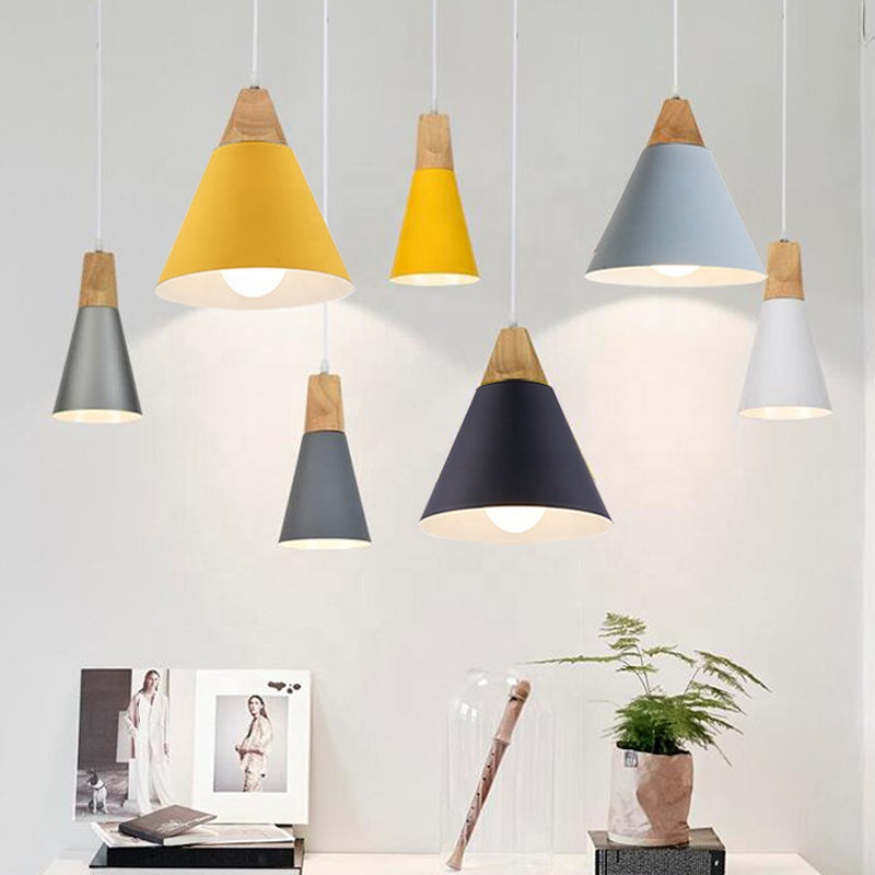Zerivox | Modern Wooden and Aluminum Cone Pendant Light