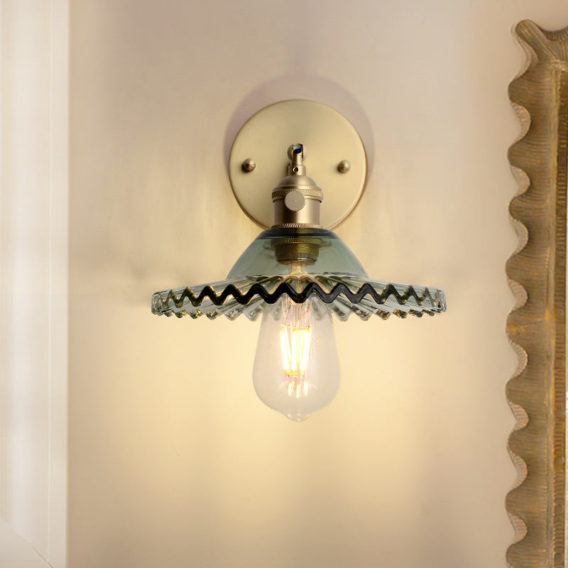 Kelviane | Vintage Art Deco Brass Glass Shade Wall Light