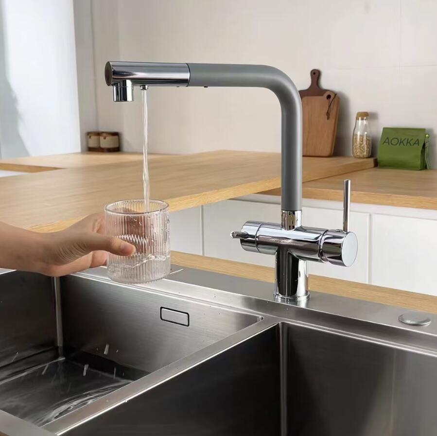 Navunde | Modern L-Shaped Retractable Spout Kitchen Sink Mixer Tap