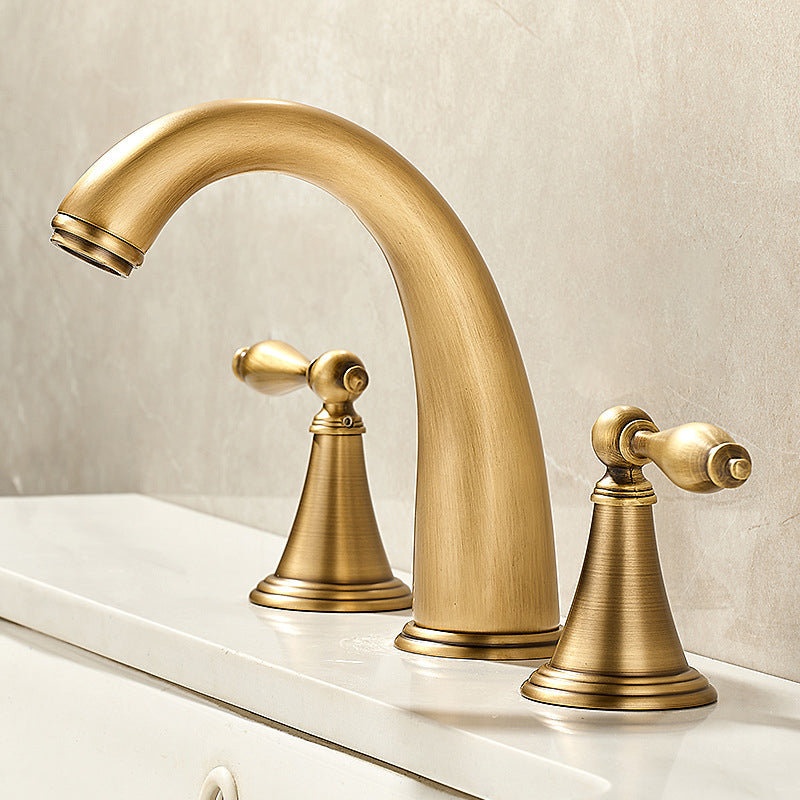 Fennoscic | Contemporary Arched Profile Widespread Dual Handle Bathroom Sink Tap