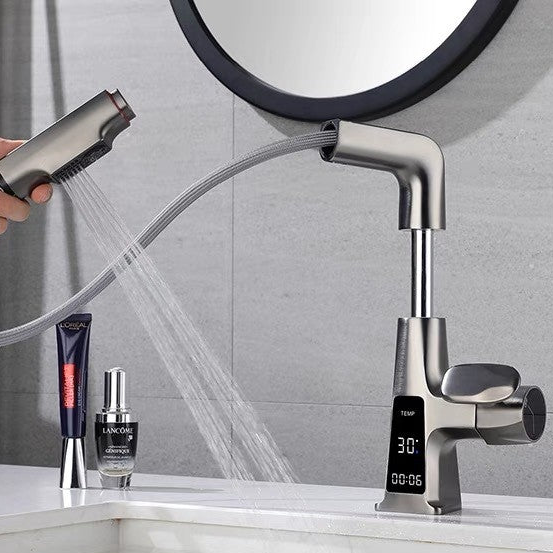 Eldrune | Sleek L-Shaped Pull Out Sprayer Kitchen Sink Mixer Tap