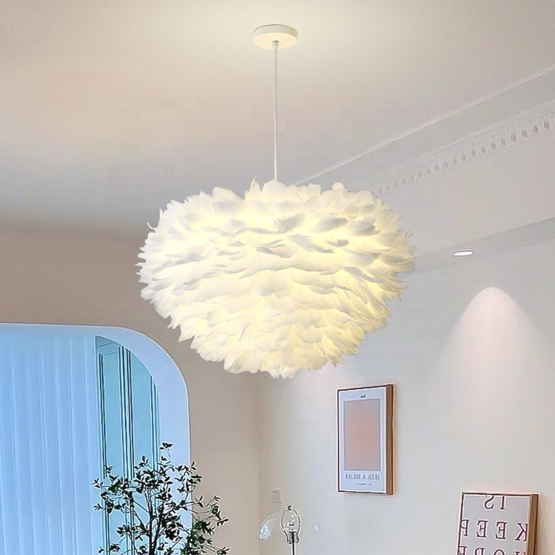 Zenthori | Bohemian Silhouette Soft Plume Feathered Nordic Pendant Light