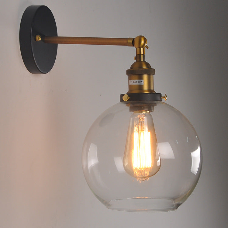 Velistra | Vintage Glass Globe Metal Wall Sconce Light Fixture