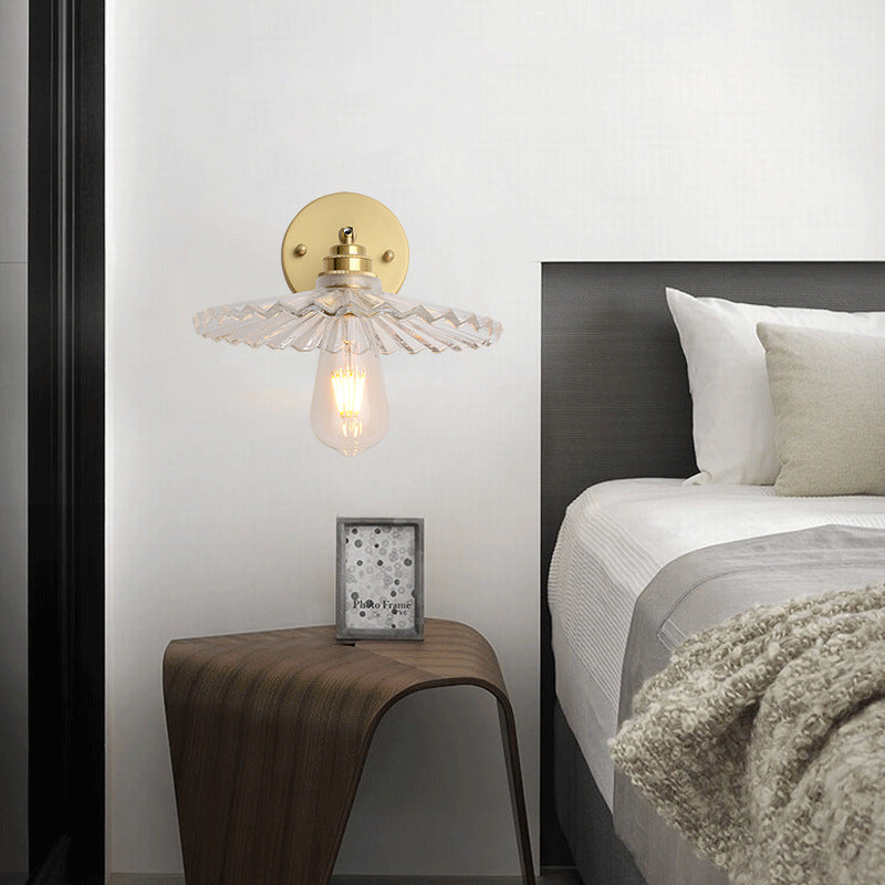 Kelviane | Vintage Art Deco Brass Glass Shade Wall Light