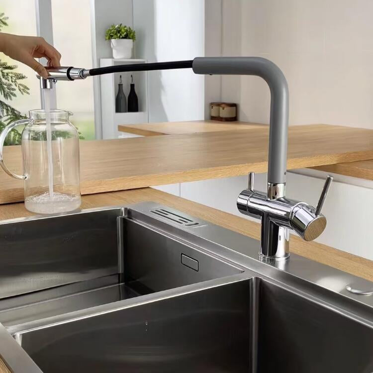 Navunde | Modern L-Shaped Retractable Spout Kitchen Sink Mixer Tap