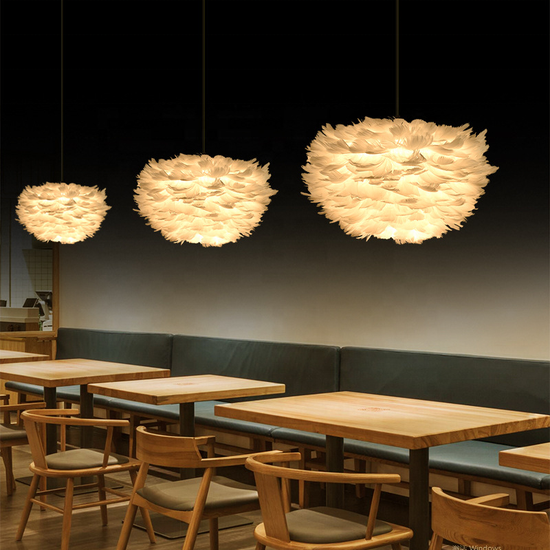 Zenthori | Bohemian Silhouette Soft Plume Feathered Nordic Pendant Light