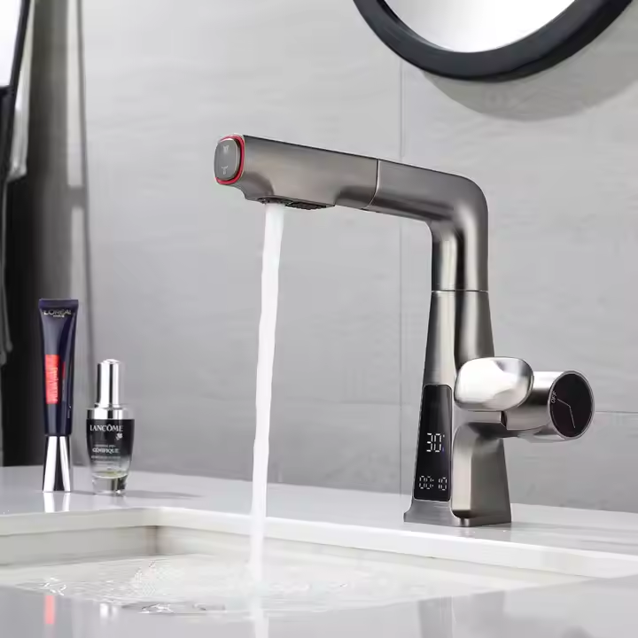 Eldrune | Sleek L-Shaped Pull Out Sprayer Kitchen Sink Mixer Tap