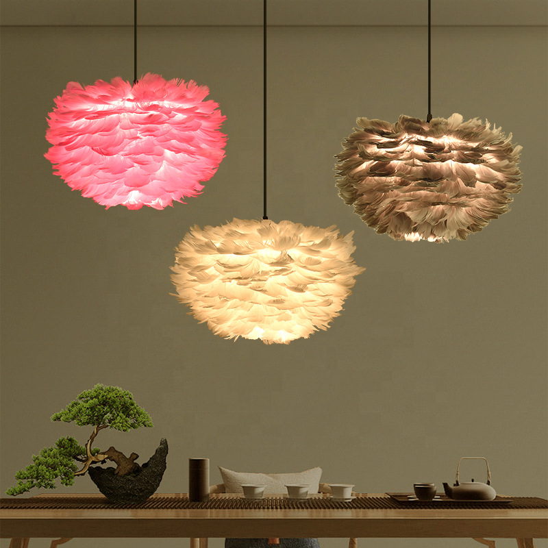 Zenthori | Bohemian Silhouette Soft Plume Feathered Nordic Pendant Light