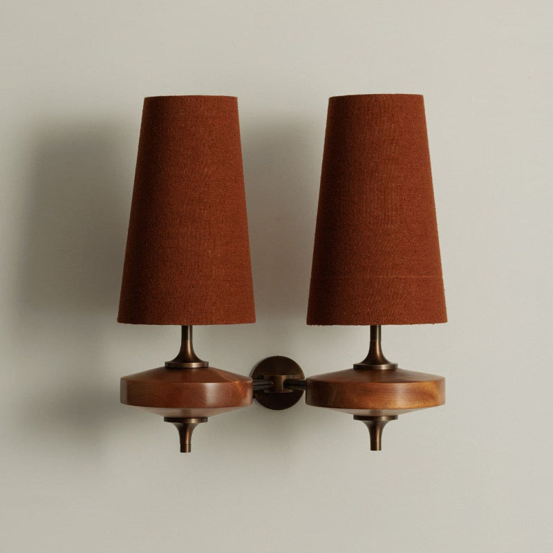 Alavari | Antique Brass Scalloped Silhouette Fabric Wall Light