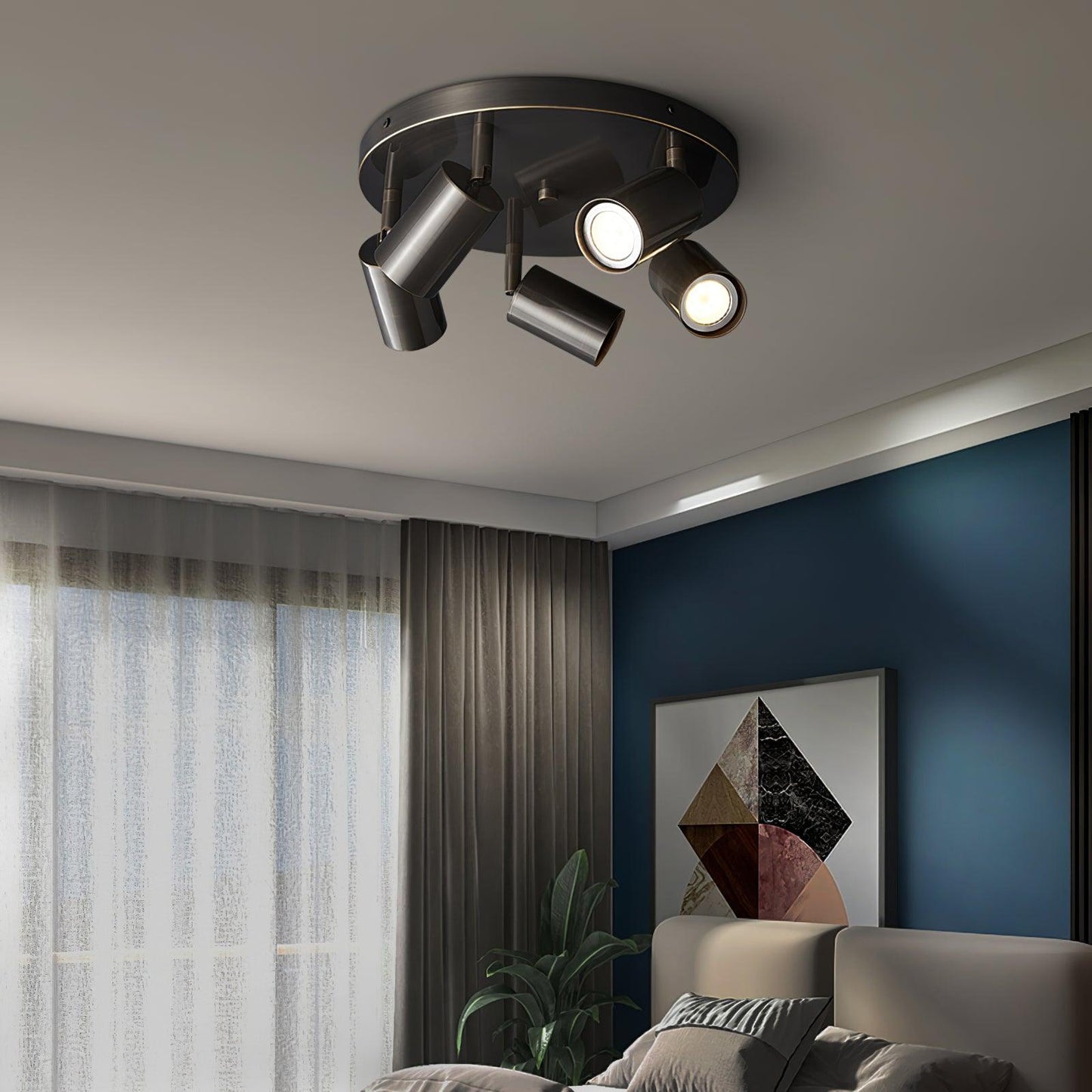 Kelspron | Barrel Silhouette Rustic Geometry Multi Light Spotlight Ceiling Light