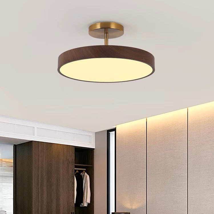 Sylva | Modern Wood Grain Circular Semi Flush Ceiling Light