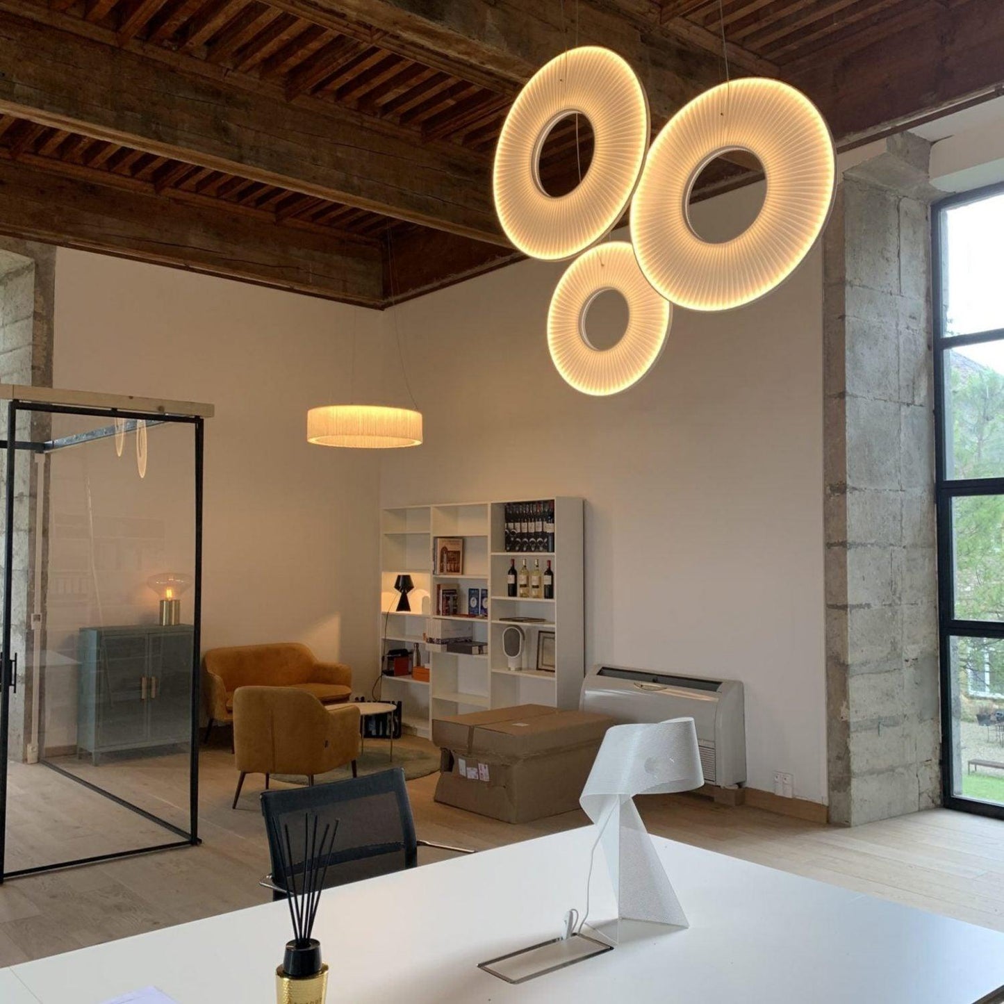 Elvandar | Pleated Fabric Architectural Floating Pendant Light