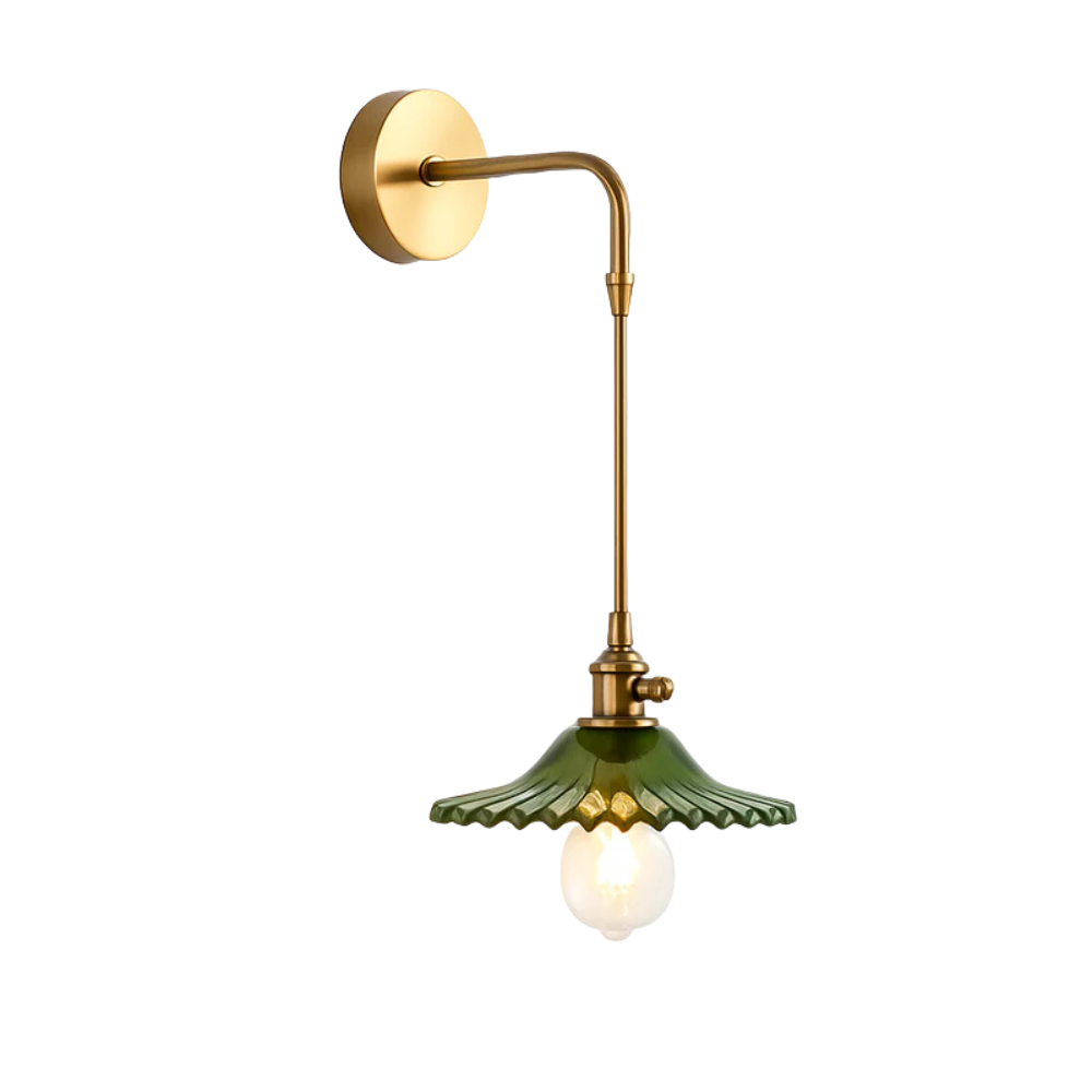 Kelviane | Vintage Art Deco Brass Glass Shade Wall Light