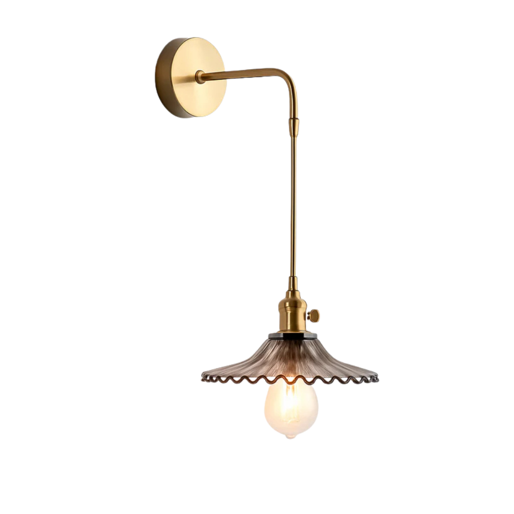 Kelviane | Vintage Art Deco Brass Glass Shade Wall Light