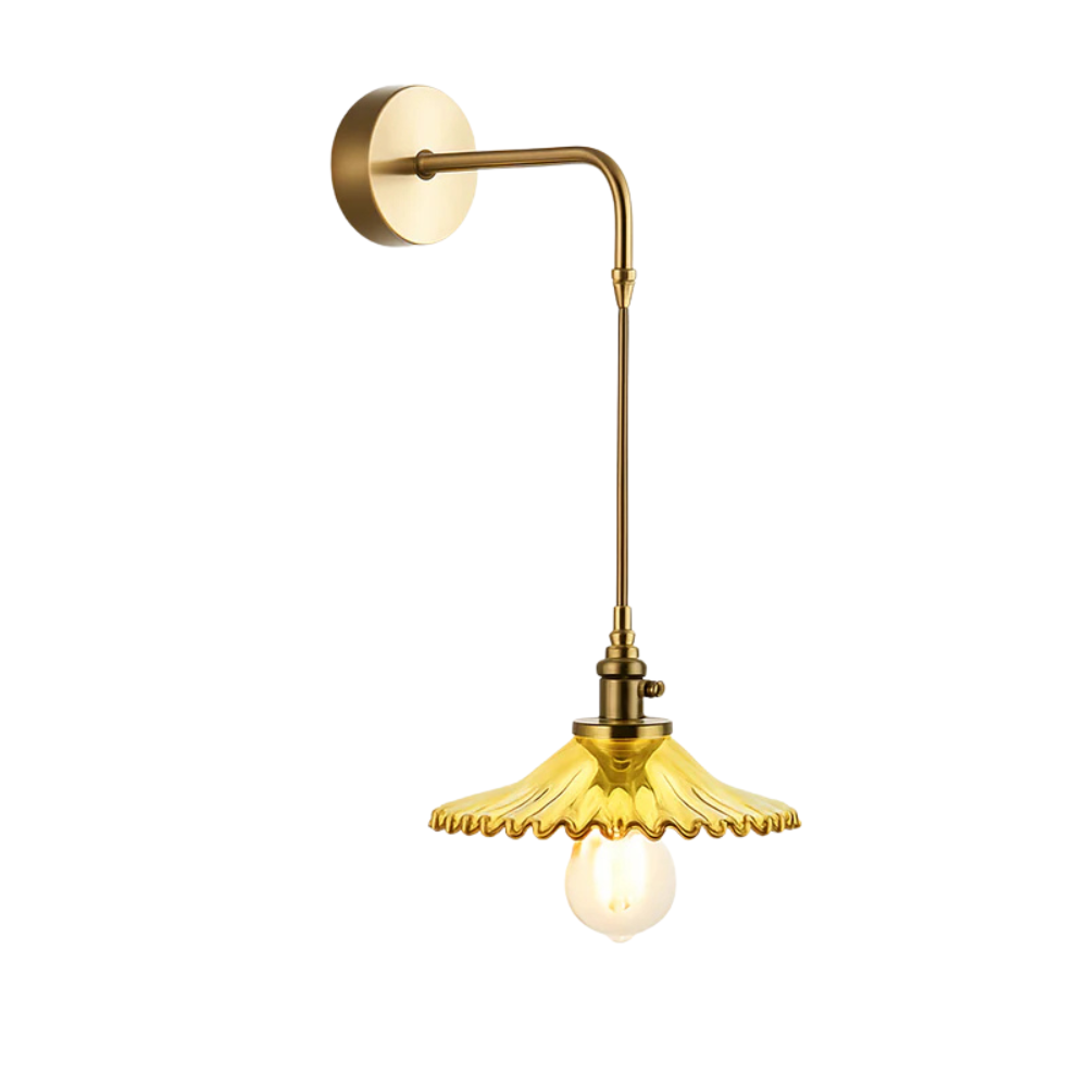 Kelviane | Vintage Art Deco Brass Glass Shade Wall Light