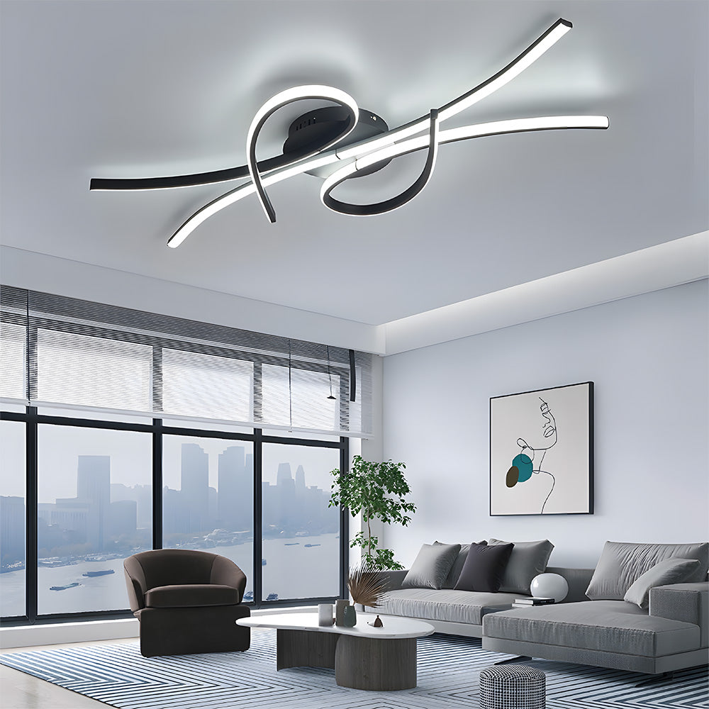 Sonata | Sleek Wavy Musical Note Inspired Abstract Ceiling Light