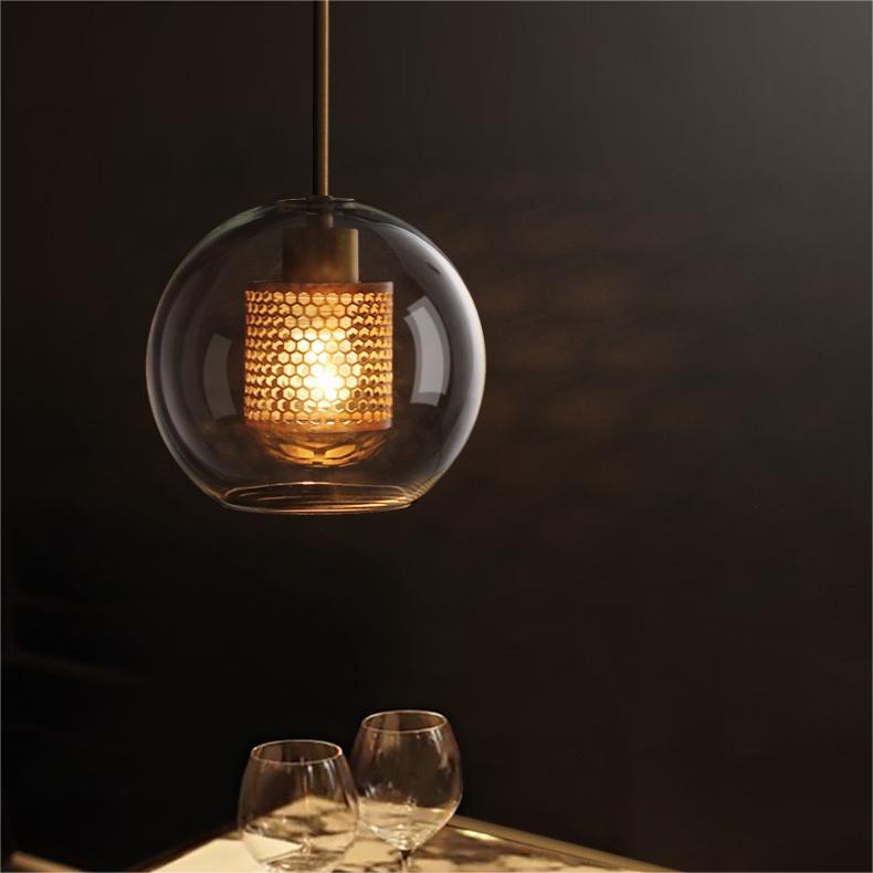 Vaelindor | Sleek Globe Glass Golden Luminaire Pendant Light
