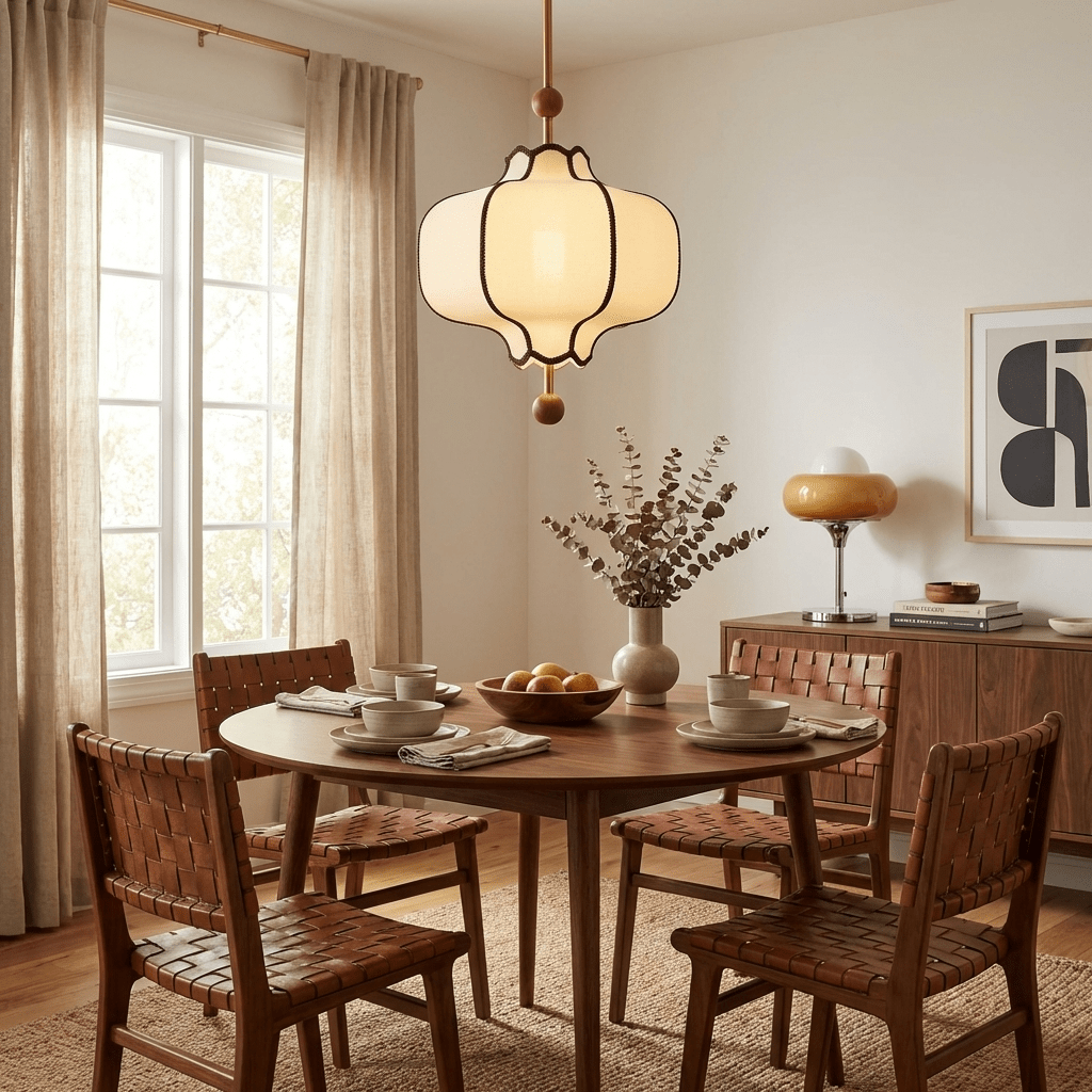 Kendrovy | Ribbed Fabric Lantern Silhouette Ceiling Pendant Light