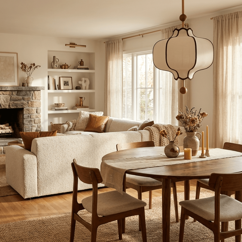 Kendrovy | Ribbed Fabric Lantern Silhouette Ceiling Pendant Light