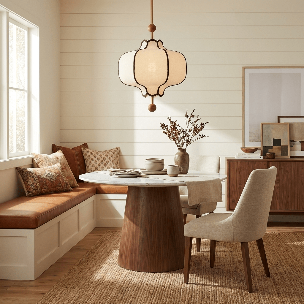 Kendrovy | Ribbed Fabric Lantern Silhouette Ceiling Pendant Light