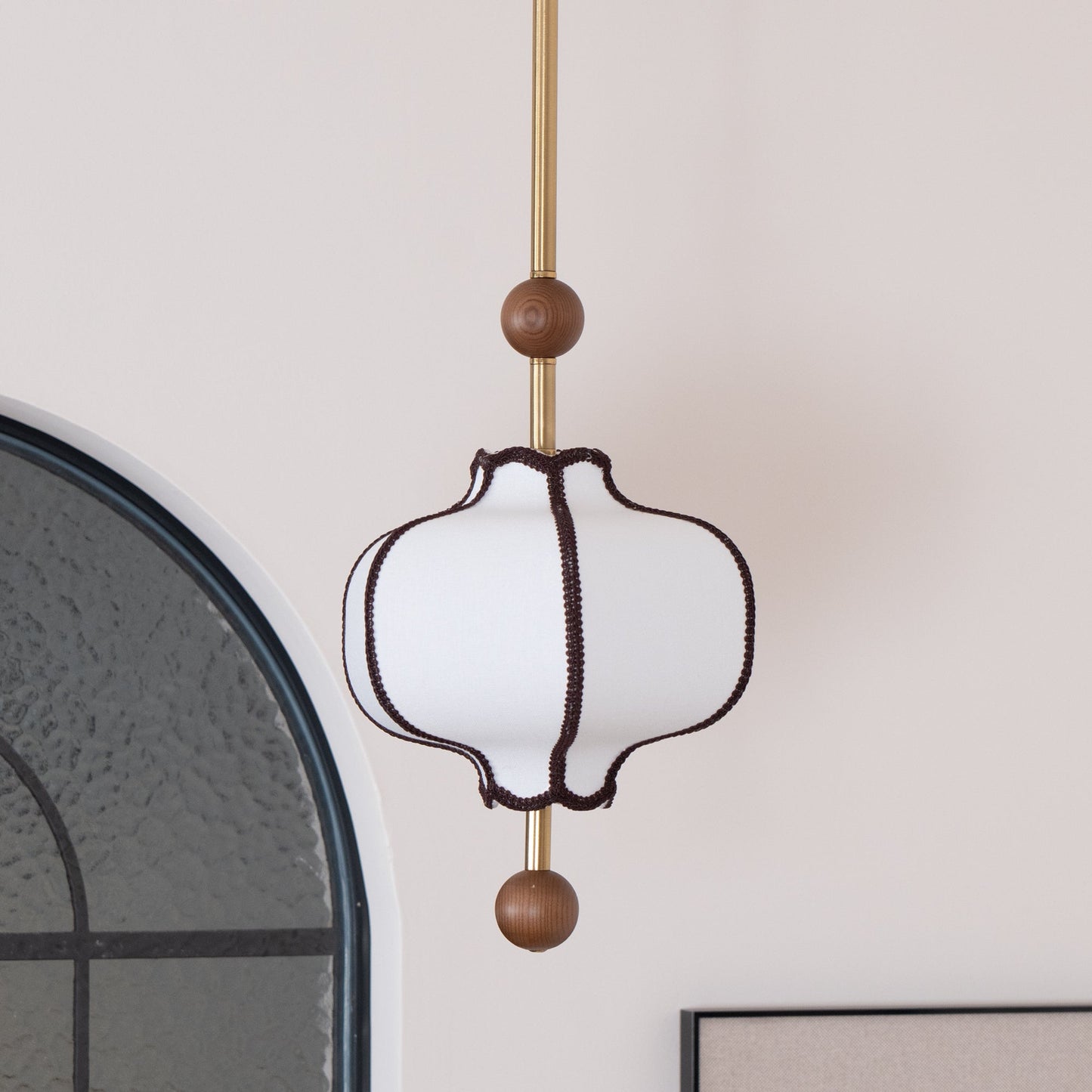 Kendrovy | Ribbed Fabric Lantern Silhouette Ceiling Pendant Light