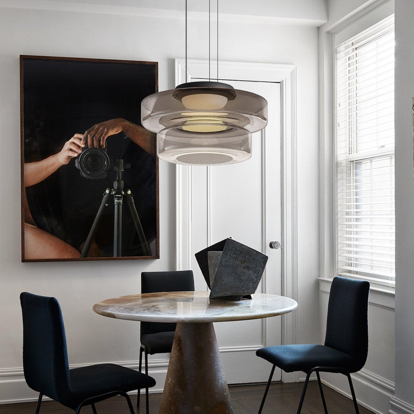 Kyntalor | Tiered Circular Artistic Glass Pendant Light