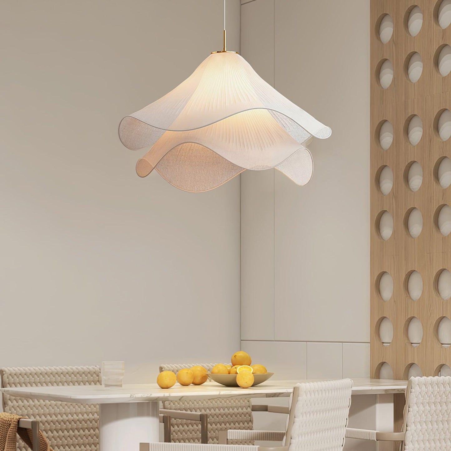 Corisande | Layered Pleated Fabric Floral Pendant Light