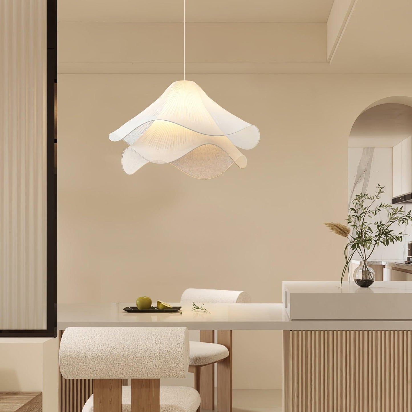 Corisande | Layered Pleated Fabric Floral Pendant Light