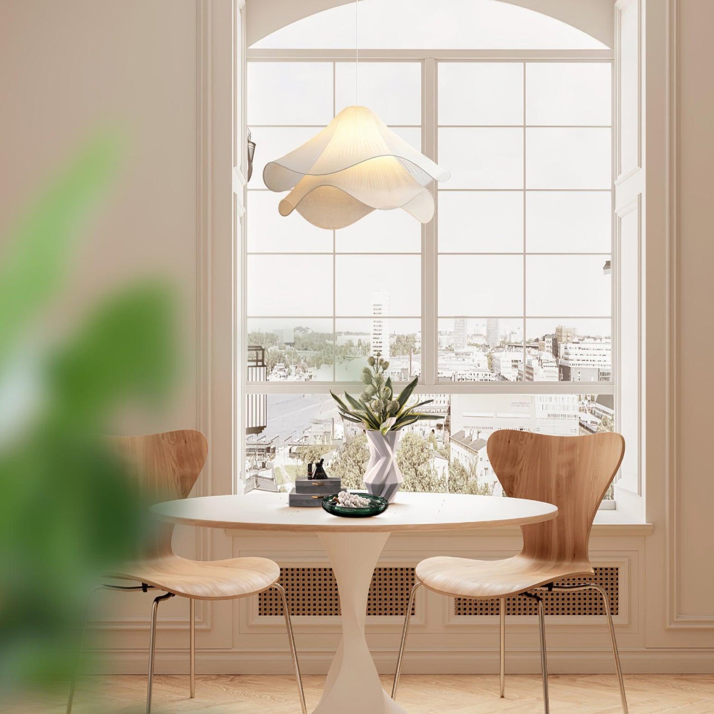 Corisande | Layered Pleated Fabric Floral Pendant Light