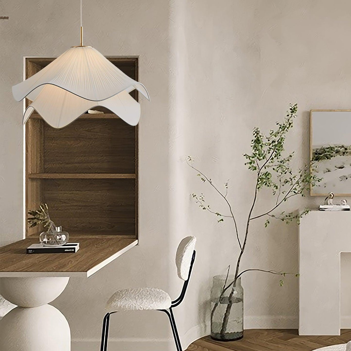Corisande | Layered Pleated Fabric Floral Pendant Light